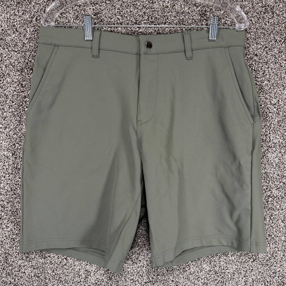 State & Liberty Shorts Mens 34x9 Green Athletic Fit Performance Stretch Wicking